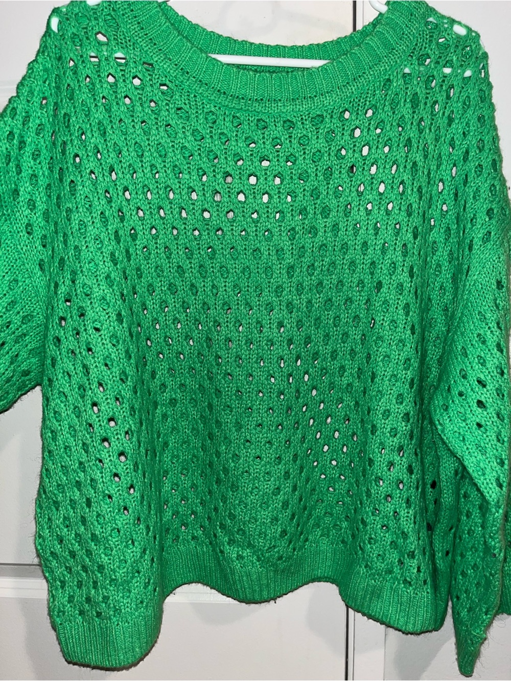 H&M Open-Knit Scoop Neck Sweater in Bright Green